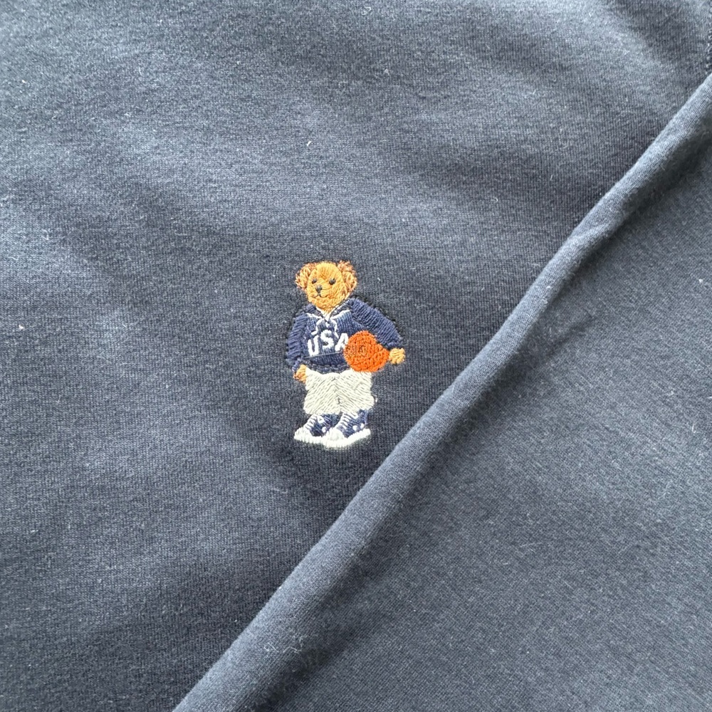 Polo by Ralph Lauren Basketball Bear Navy Half Zip Sweater - Picture 2 of 4